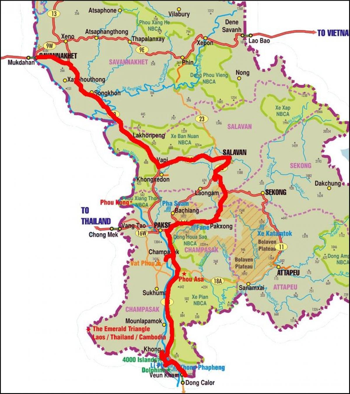 Mappa di savannakhet laos