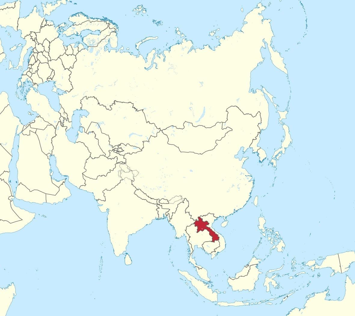 Mappa di laos, asia