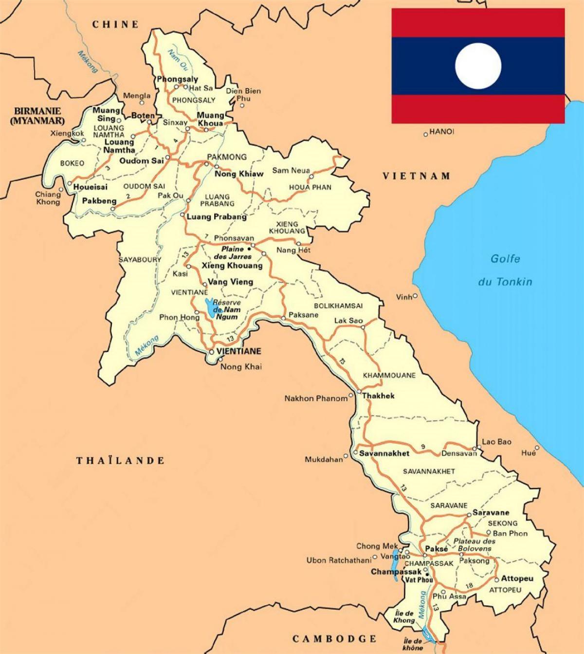 mappa di laos