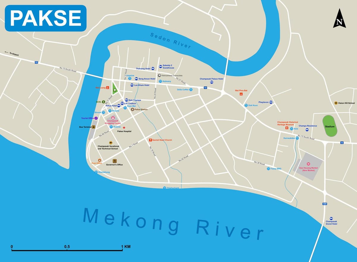 pakse, laos mappa
