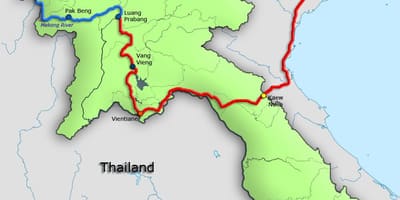 Fiume Mekong in laos mappa